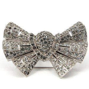 Sterling silver Camber Rhinestone Bow Brooch